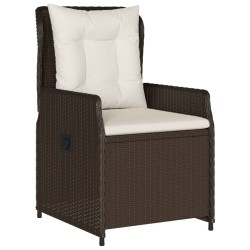 Ensemble à manger de jardin 3 pcs et coussins marron poly rotin 