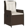 Ensemble à manger de jardin 3 pcs et coussins marron poly rotin 