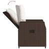 Ensemble à manger de jardin 3 pcs et coussins marron poly rotin 