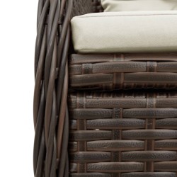 Ensemble à manger de jardin 3 pcs et coussins marron poly rotin 