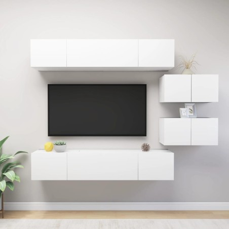 Ensemble de meubles TV 6 pcs Blanc Bois d'ingénierie 