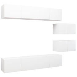 Ensemble de meubles TV 6 pcs Blanc Bois d'ingénierie 