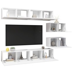 Ensemble de meubles TV 6 pcs Blanc Bois d'ingénierie 