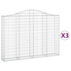 Paniers à gabions arqués 3 pcs 200x30x140/160 cm Fer galvanisé 