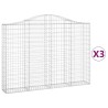 Paniers à gabions arqués 3 pcs 200x30x140/160 cm Fer galvanisé 