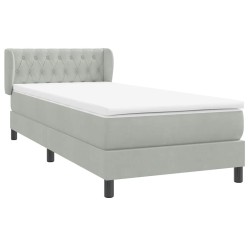 Sommier à lattes de lit et matelas gris clair 80x210 cm velours 