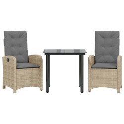 Ensemble à manger de jardin et coussins 3 pcs mélange beige 