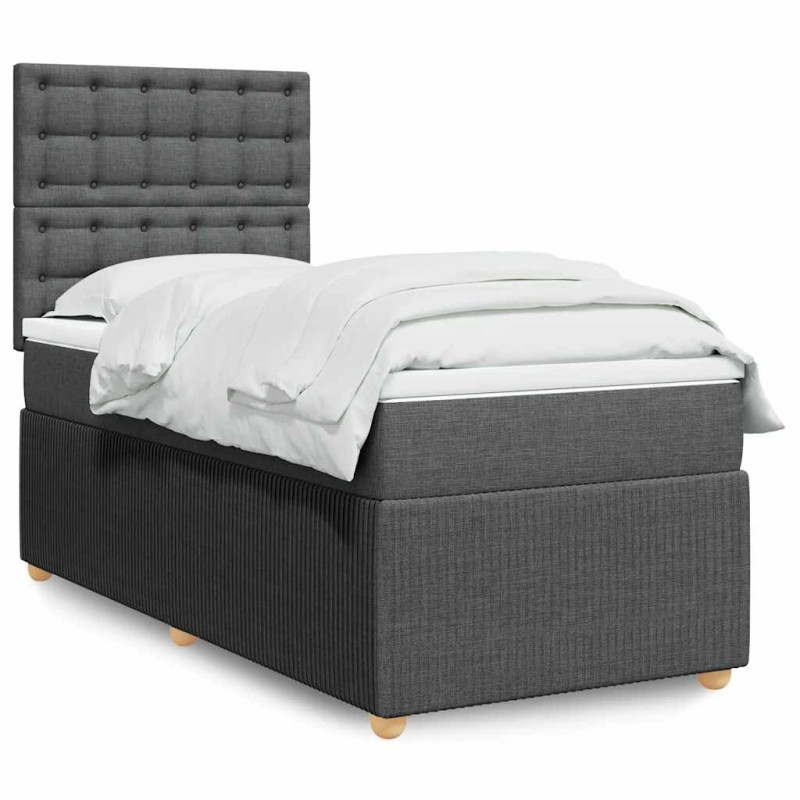 Sommier à lattes de lit avec matelas Gris foncé 80x200 cm Tissu 