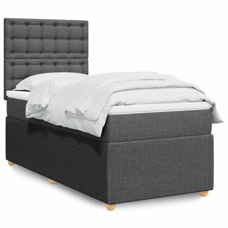 Sommier à lattes de lit avec matelas Gris foncé 80x200 cm Tissu 
