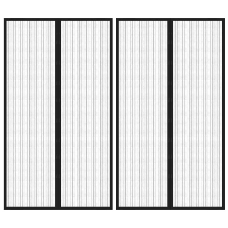 Rideaux de porte anti-insectes 2 pcs avec aimants noir 200x80cm 
