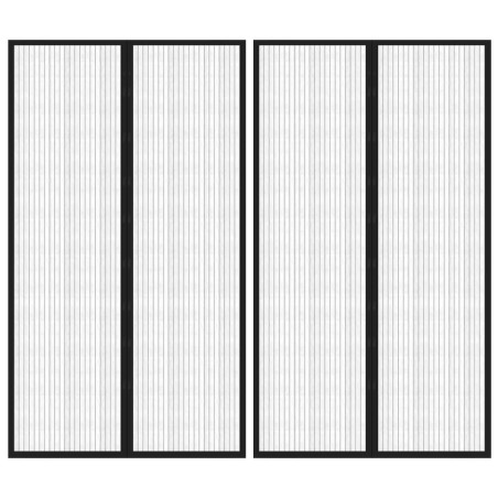 Rideaux de porte anti-insectes 2 pcs avec aimants noir 200x80cm 