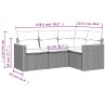 Salon de jardin 4 pcs avec coussins gris résine tressée 