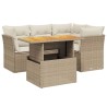 Salon de jardin avec coussins 5 pcs beige résine tressée 