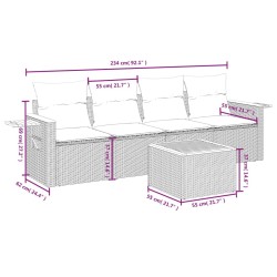 Salon de jardin 5 pcs avec coussins gris résine tressée 