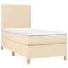 Sommier à lattes de lit et matelas et LED Crème 90x190 cm Tissu 
