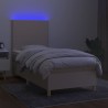 Sommier à lattes de lit et matelas et LED Crème 90x190 cm Tissu 