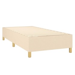 Sommier à lattes de lit et matelas et LED Crème 90x190 cm Tissu 