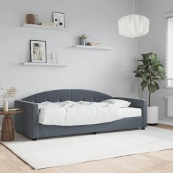 Lit de jour avec matelas gris foncé 90x190 cm velours 