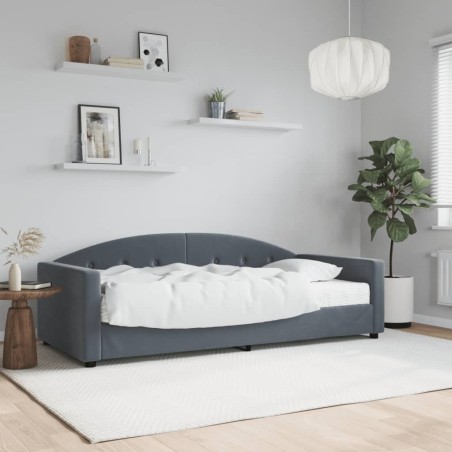 Lit de jour avec matelas gris foncé 90x190 cm velours 