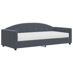 Lit de jour avec matelas gris foncé 90x190 cm velours 
