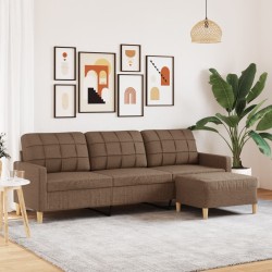 Canapé à 3 places avec repose-pieds Marron 210 cm Tissu 