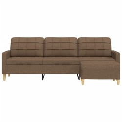 Canapé à 3 places avec repose-pieds Marron 210 cm Tissu 
