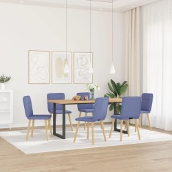 Chaises à manger lot de 6 bleu jean tissu 