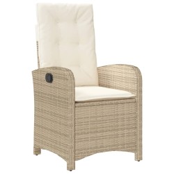 Ensemble à manger de jardin et coussins 3 pcs Beige poly rotin 