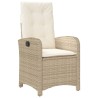 Ensemble à manger de jardin et coussins 3 pcs Beige poly rotin 