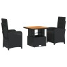 Ensemble à manger de jardin avec coussins 3 pcs Noir 