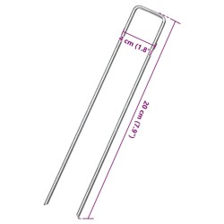 Piquets de sol en forme de U 25 pcs 20x4 cm acier galvanisé 