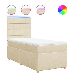 Sommier à lattes de lit avec matelas Crème 80x200 cm Tissu 