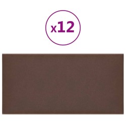 Panneaux muraux 12 pcs Marron 30x15 cm Similicuir 0,54 m² 