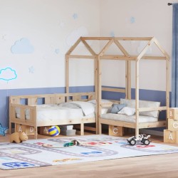 Ensemble de lit de jour et de banc avec toit sans matelas 