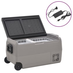 Glacière avec roue et adaptateur noir et gris 36 L PP et PE 
