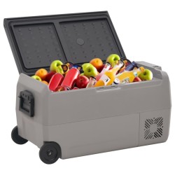 Glacière avec roue et adaptateur noir et gris 36 L PP et PE 