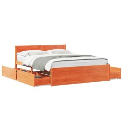 Cadre de lit sans matelas cire marron 150x200cm bois pin massif 