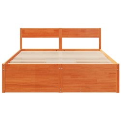 Cadre de lit sans matelas cire marron 150x200cm bois pin massif 