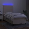 Sommier à lattes de lit et matelas et LED Crème 90x190 cm Tissu 