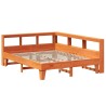 Lit bibliothèque sans matelas cire marron 150x200 cm pin massif 