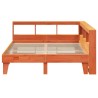 Lit bibliothèque sans matelas cire marron 150x200 cm pin massif 