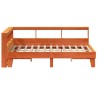 Lit bibliothèque sans matelas cire marron 150x200 cm pin massif 