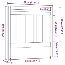 Tête de lit Gris 81x4x100 cm Bois massif de pin 
