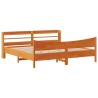 Cadre de lit et tête de lit cire marron 200x200 cm bois de pin 