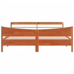Cadre de lit et tête de lit cire marron 200x200 cm bois de pin 