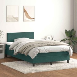 Sommier à lattes de lit et matelas vert foncé 120x210cm velours 