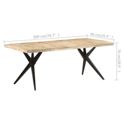 Table de salle à manger 200x90x76 cm Bois de manguier brut 