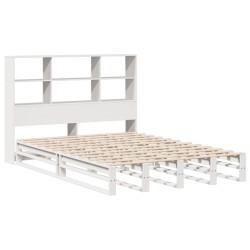 Lit bibliothèque sans matelas blanc 120x200 cm bois massif 