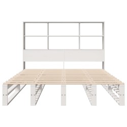Lit bibliothèque sans matelas blanc 120x200 cm bois massif 