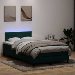 Sommier à lattes de lit et matelas vert foncé 120x210cm velours 